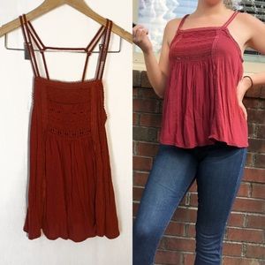 American Eagle red crochet tank top